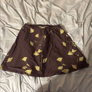 Brown and Green Leaf Print Women's Swim Skirt